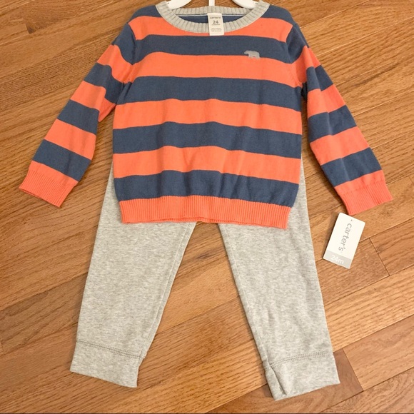 Other - Carter’s Blue and Orange Sweater and Gray Pant set